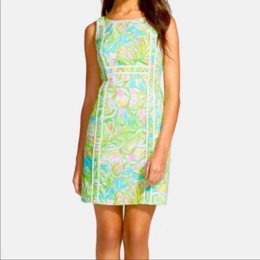 Lilly Pulitzer Dress Fryer Shift Elephant Ears Sleeveless Mini Green 0